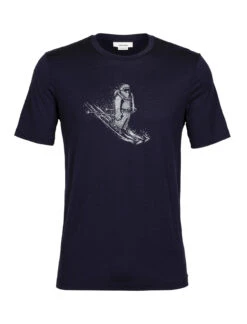Icebreaker "Men Tech Lite II SS Tee Skiing" - Navy -Günstiges Alpen Mode Geschäft 0A56IM401 FRONT